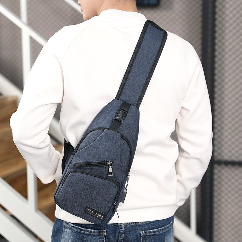 Men's Oxford Cloth Chest Bag Multi-Functional Sports Outdoor Leisure Shoulder Bag Crossbody Bag